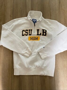 Blue 84 White CSULB Long Beach MOM Half-Zip white Pullover sweatshirt small